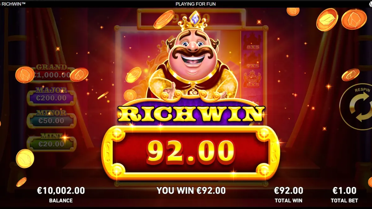 Tampilan visual slot King Richwin dengan tema kastil dan elemen kerajaan